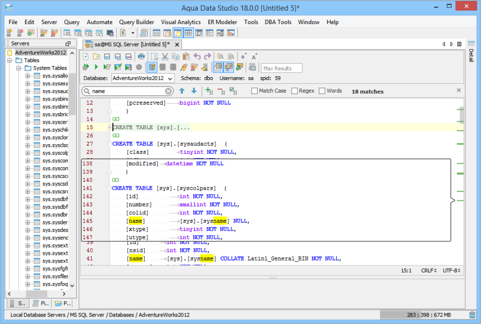 screenshot of Aqua Data Studio